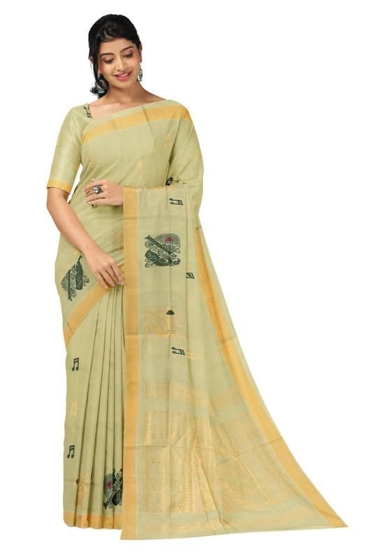 APCO Handloom - Women's Rahajmundry Pure Cotton Grey Handloom Saree (Angara Handloom Saree) 88 - Sarees | Buy online on ZillyBuy