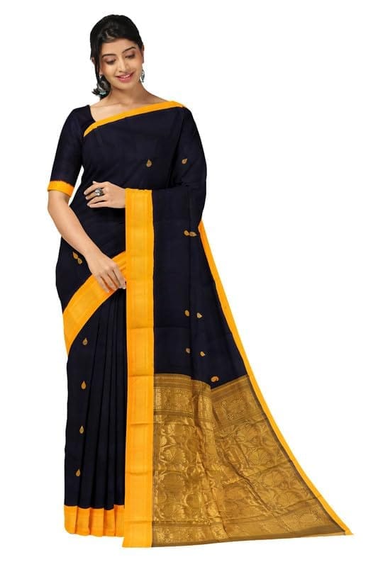 APCO Handloom - Women's Rahajmundry Pure Cotton Grey Handloom Saree (Angara Handloom Saree) 90 - Sarees | Buy online on ZillyBuy