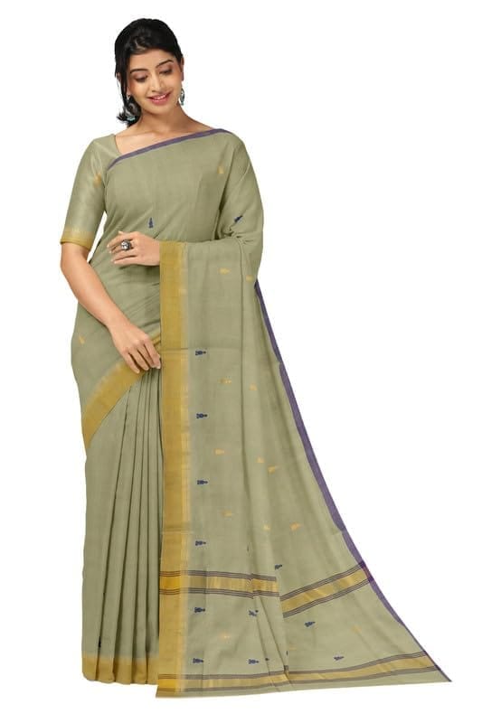 APCO Handloom - Women's Rahajmundry Pure Cotton Grey Handloom Saree (Angara Handloom Saree) 78 - Sarees | Buy online on ZillyBuy