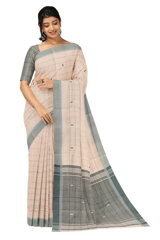 APCO Handloom - Women's Rahajmundry Pure Cotton Grey Handloom Saree (Angara Handloom Saree) 55 - Sarees | Buy online on ZillyBuy
