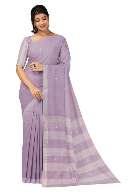 APCO Handloom - Women's Rahajmundry Pure Cotton Grey Handloom Saree (Angara Handloom Saree) 46 - Sarees | Buy online on ZillyBuy