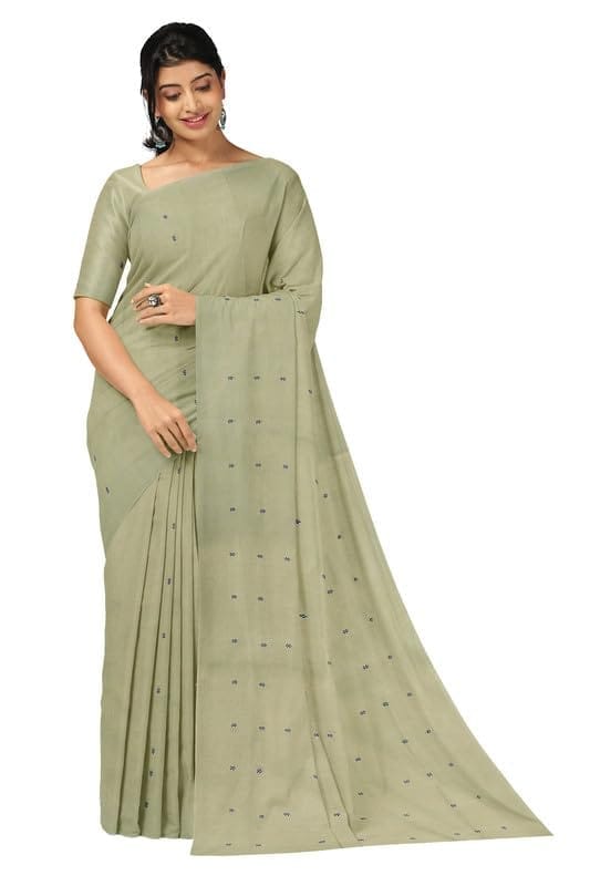APCO Handloom - Women's Rahajmundry Pure Cotton Grey Handloom Saree (Angara Handloom Saree) 40 - Sarees | Buy online on ZillyBuy