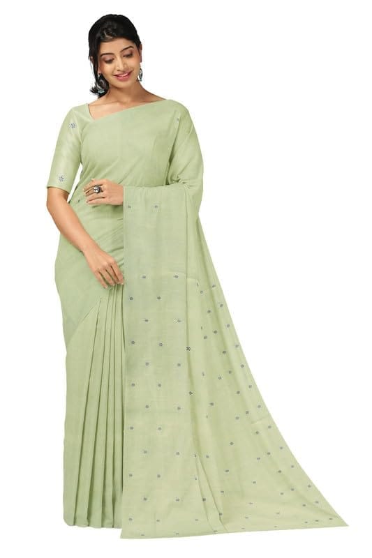 APCO Handloom - Women's Rahajmundry Pure Cotton Grey Handloom Saree (Angara Handloom Saree) 41 - Sarees | Buy online on ZillyBuy