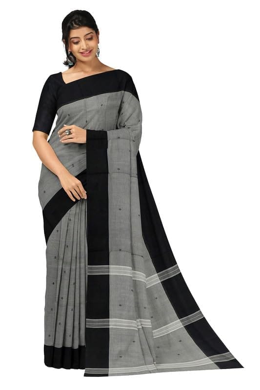 APCO Handloom - Women's Rahajmundry Pure Cotton Grey Handloom Saree (Angara Handloom Saree) 35 - Sarees | Buy online on ZillyBuy