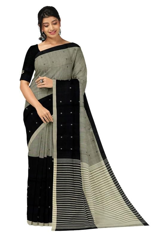 APCO Handloom - Women's Rahajmundry Pure Cotton Grey Handloom Saree (Angara Handloom Saree) 33 - Sarees | Buy online on ZillyBuy