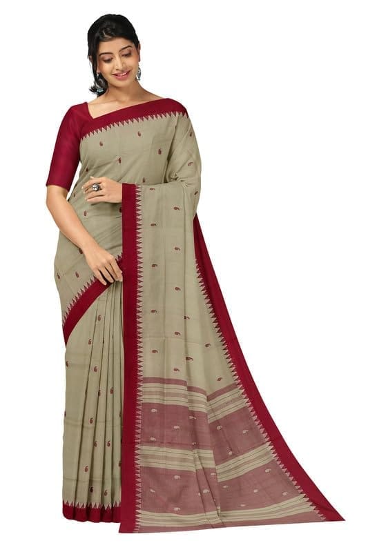 APCO Handloom - Women's Rahajmundry Pure Cotton Grey Handloom Saree (Angara Handloom Saree) 27 - Sarees | Buy online on ZillyBuy