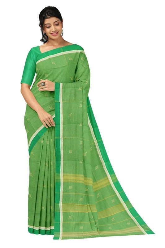 APCO Handloom - Women's Rahajmundry Pure Cotton Grey Handloom Saree (Angara Handloom Saree) 18 - Sarees | Buy online on ZillyBuy