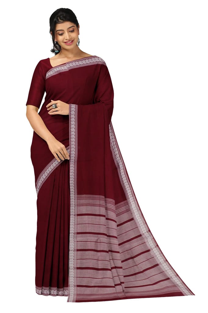APCO Handloom (A Andhra Pradesh Govt Emporium)- Women's Traditional Pure Handloom Bandar/Polavaram Red Cotton Saree | PBS0078 - Sarees | Buy online on ZillyBuy