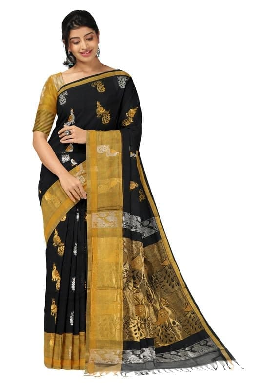 APCO Handloom - Women's Rahajmundry Pure Cotton Grey Handloom Saree (Angara Handloom Saree) 11 - Sarees | Buy online on ZillyBuy