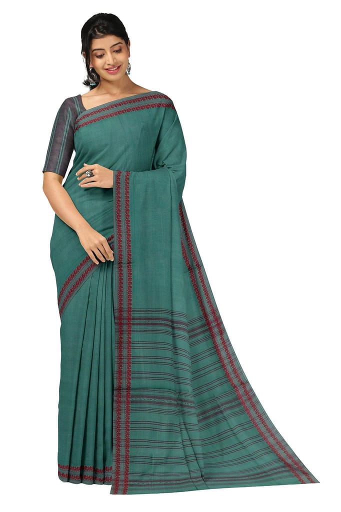 APCO Handloom (A Andhra Pradesh Govt Emporium)- Women's Traditional Pure Handloom Bandar/Polavaram Blue Cotton Saree | PBS0041 - Sarees | Buy online on ZillyBuy
