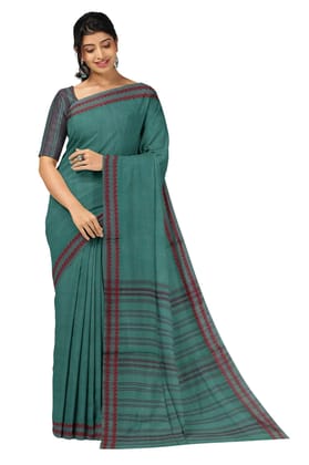 APCO Handloom (A Andhra Pradesh Govt Emporium)- Women's Traditional Pure Handloom Bandar/Polavaram Blue Cotton Saree | PBS0041