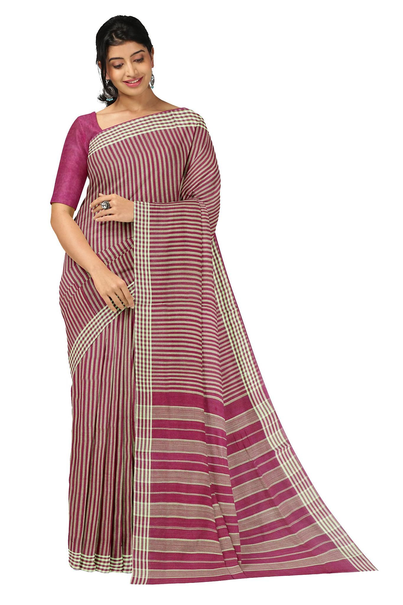 APCO Handloom (A Andhra Pradesh Govt Emporium)- Women's Traditional Pure Handloom Bandar/Polavaram Pink Cotton Saree | PBS0029