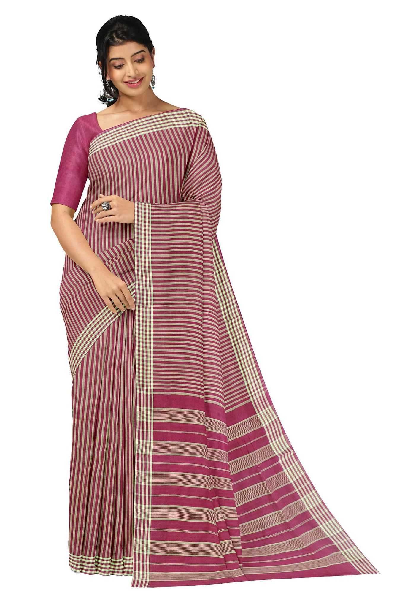 APCO Handloom (A Andhra Pradesh Govt Emporium)- Women's Traditional Pure Handloom Bandar/Polavaram Pink Cotton Saree | PBS0024