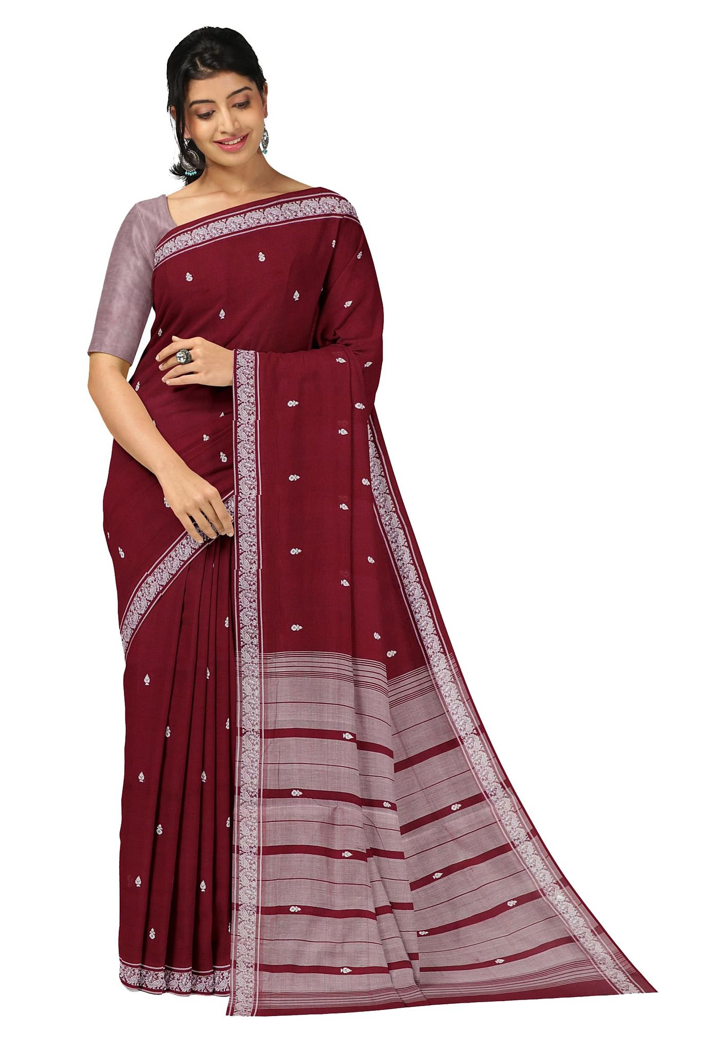 APCO Handloom (A Andhra Pradesh Govt Emporium)- Women's Traditional Pure Handloom Bandar/Polavaram Red Cotton Saree | PBS0022