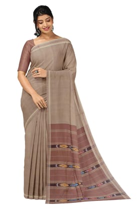 APCO Handloom (A Andhra Pradesh Govt Emporium)- Women's Traditional Pure Handloom Bandar/Polavaram Brown Cotton Saree Cotton Saree | PBS0014