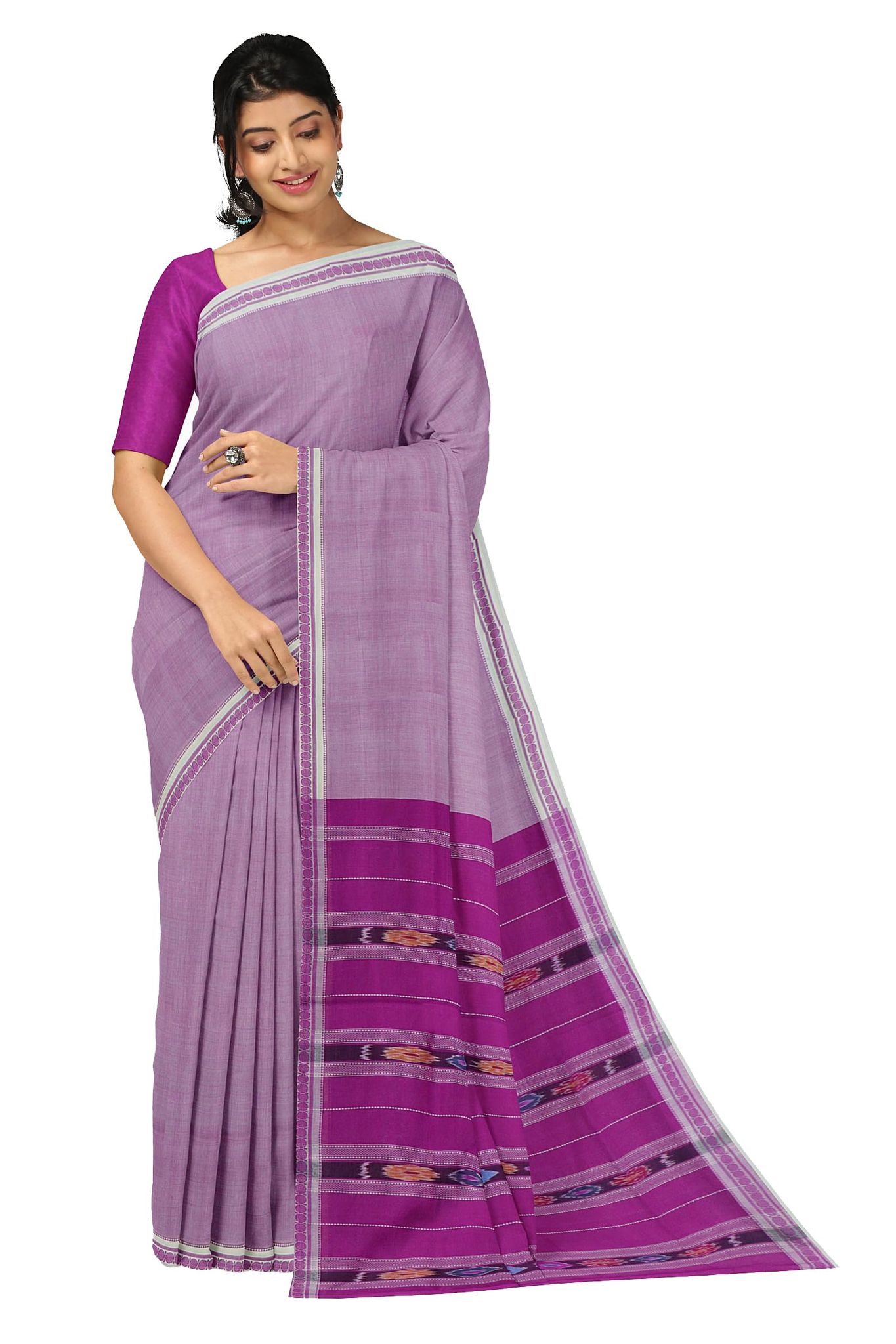 APCO Handloom (A Andhra Pradesh Govt Emporium)- Women's Traditional Pure Handloom Bandar/Polavaram Pink Cotton Saree | PBS0017