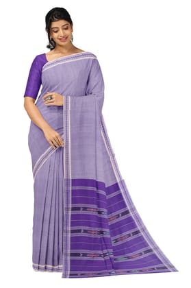 APCO Handloom (A Andhra Pradesh Govt Emporium)- Women's Traditional Pure Handloom Bandar/Polavaram Purple Cotton Saree | PBS0011