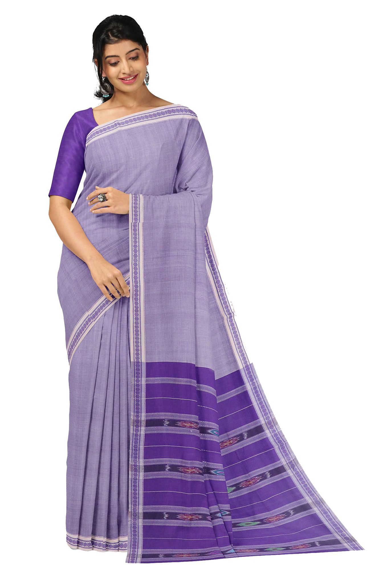 APCO Handloom (A Andhra Pradesh Govt Emporium)- Women's Traditional Pure Handloom Bandar/Polavaram Purple Cotton Saree | PBS0011