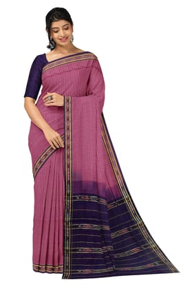 APCO Handloom (A Andhra Pradesh Govt Emporium)- Women's Traditional Pure Handloom Bandar/Polavaram Pink Cotton Saree | PBS0008