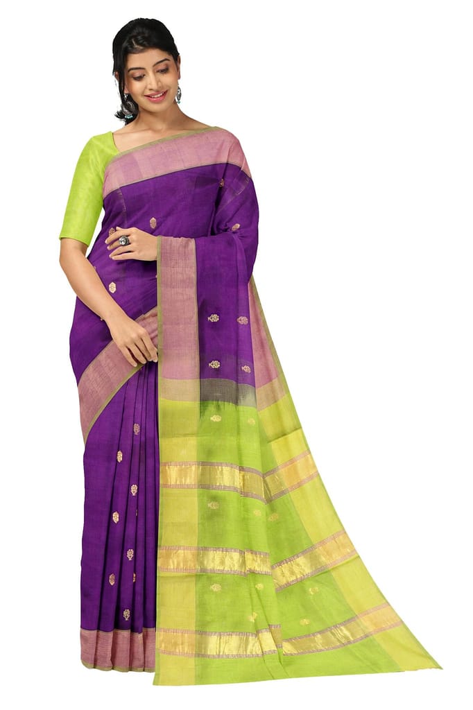 APCO Handloom - Women's Venkatagiri SICO Cotton Blend Handloom Saree, Purple 12 - Sarees | Buy online on ZillyBuy