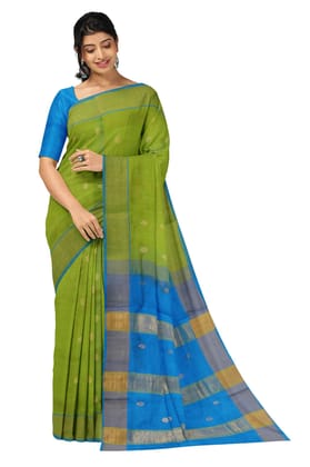 APCO Handloom - Women's Venkatagiri SICO Cotton Blend Handloom Saree, Green 08