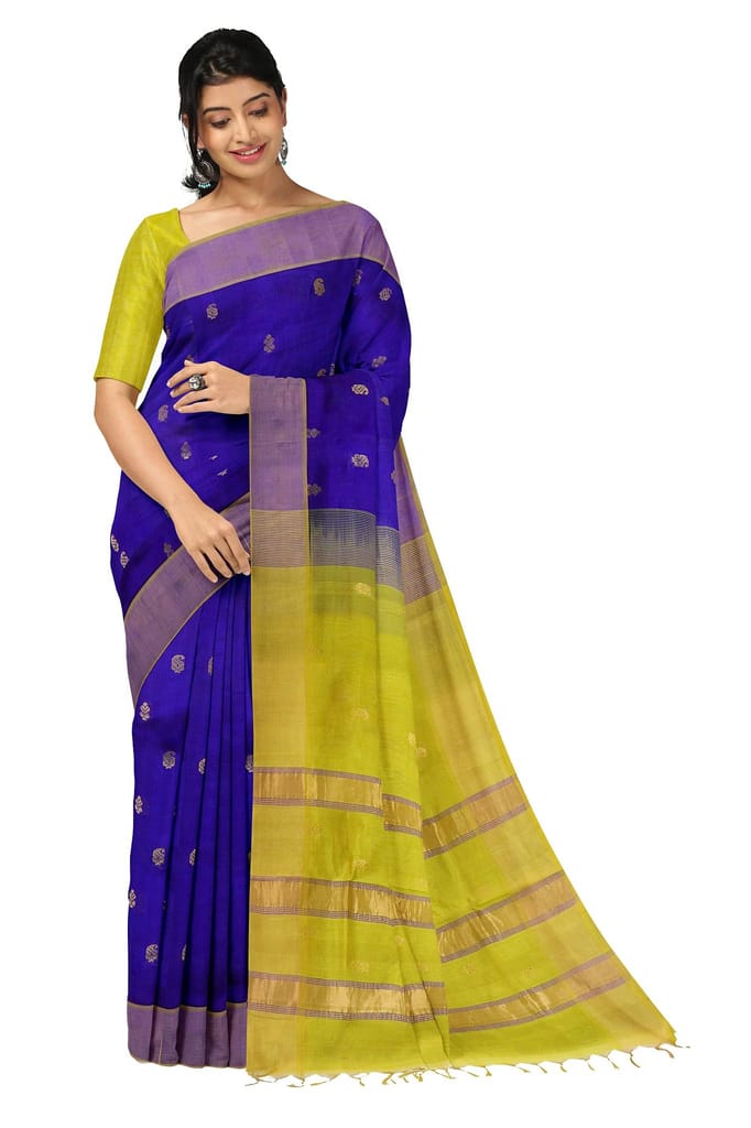 APCO Handloom - Women's Venkatagiri SICO Cotton Blend Handloom Saree, Blue 11 - Sarees | Buy online on ZillyBuy