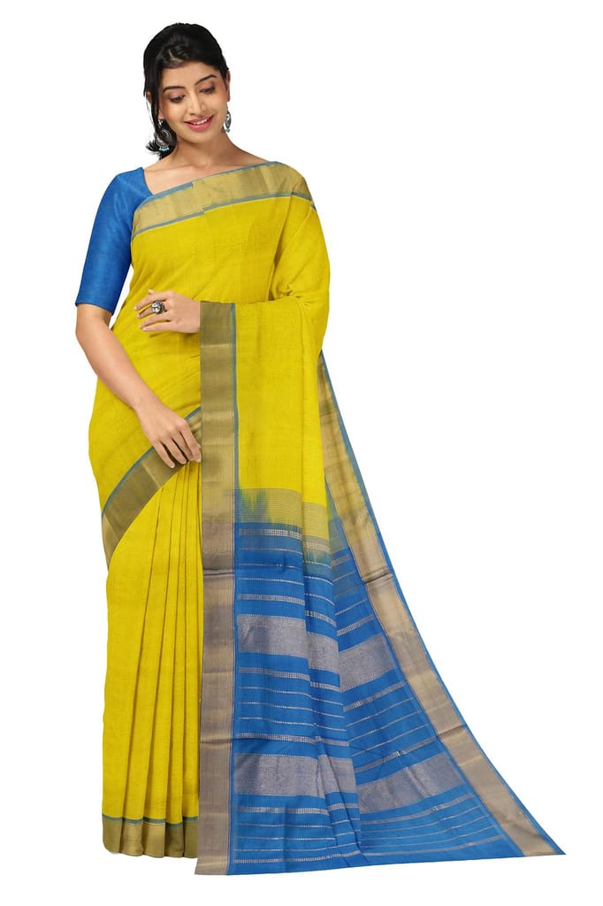 APCO Handloom - Women's Venkatagiri SICO Cotton Blend Handloom Saree, Yellow 05 - Sarees | Buy online on ZillyBuy