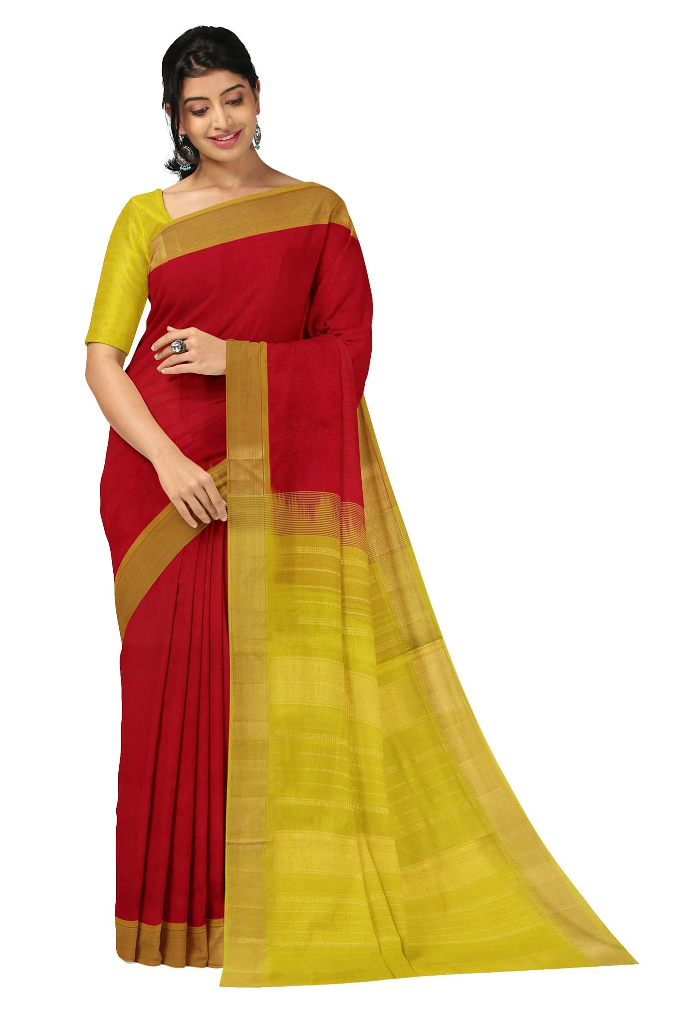 APCO Handloom - Women's Venkatagiri SICO Cotton Blend Handloom Saree, Red 01