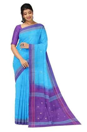 APCO Handloom - Women's Venkatagiri Pure Cotton Handloom Saree, Blue 01