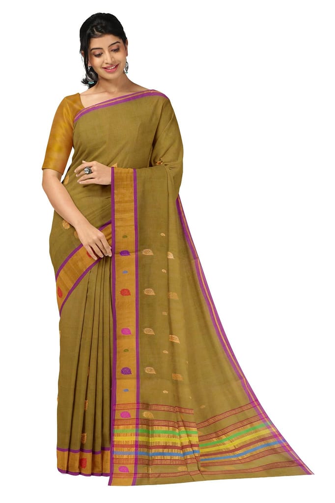 APCO Handloom - Women's Venkatagiri Pure Cotton Handloom Saree, Brown 05 - Sarees | Buy online on ZillyBuy