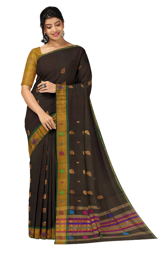 APCO Handloom - Women's Venkatagiri Pure Cotton Handloom Saree, Black 03 - Sarees | Buy online on ZillyBuy