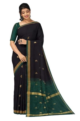 APCO Handloom - Women's Rahajmundry Pure Cotton Handloom Saree (Black)