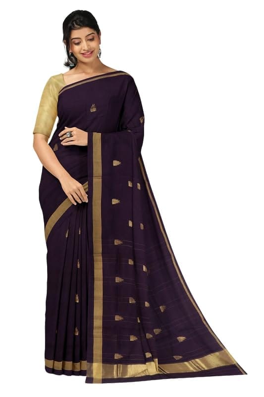 APCO Handloom - Women's Rahajmundry Pure Cotton Handloom Saree (Black) - Sarees | Buy online on ZillyBuy