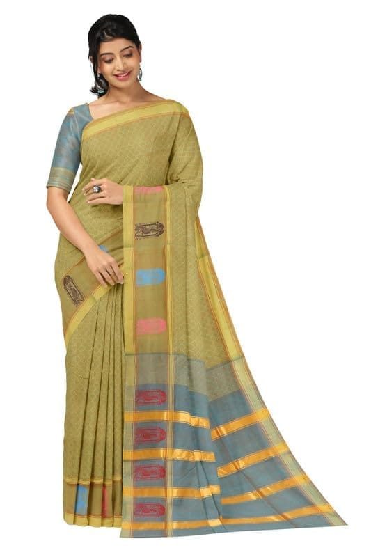 APCO Handloom - Women's Rahajmundry Pure Cotton Grey Handloom Saree (Angara Handloom Saree) 107 - Sarees | Buy online on ZillyBuy