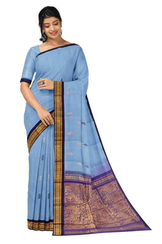 APCO Handloom - Women's Rahajmundry Pure Cotton Grey Handloom Saree (Angara Handloom Saree) 92 - Sarees | Buy online on ZillyBuy