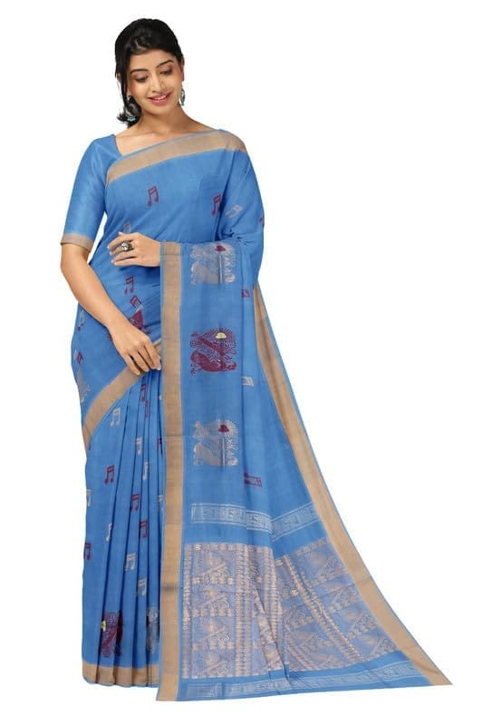 APCO Handloom - Women's Rahajmundry Pure Cotton Grey Handloom Saree (Angara Handloom Saree) 85 - Sarees | Buy online on ZillyBuy