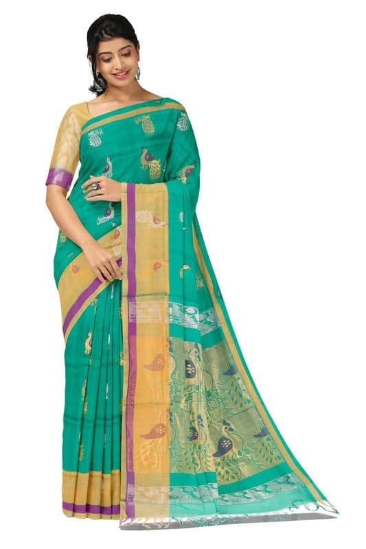 APCO Handloom - Women's Rahajmundry Pure Cotton Grey Handloom Saree (Angara Handloom Saree) 12 - Sarees | Buy online on ZillyBuy