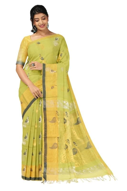 APCO Handloom - Women's Rahajmundry Pure Cotton Grey Handloom Saree (Angara Handloom Saree) 13 - Sarees | Buy online on ZillyBuy