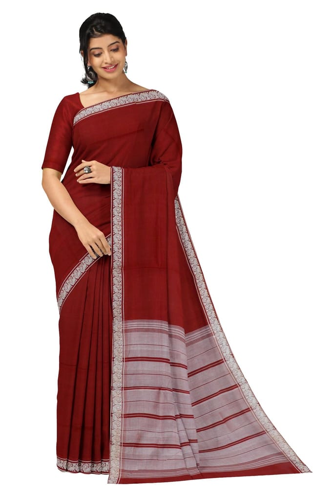 APCO Handloom (A Andhra Pradesh Govt Emporium)- Women's Traditional Pure Handloom Bandar/Polavaram Red Cotton Saree | PBS0080 - Sarees | Buy online on ZillyBuy