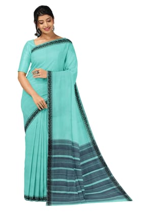 APCO Handloom (A Andhra Pradesh Govt Emporium)- Women's Traditional Pure Handloom Bandar/Polavaram Blue Cotton Saree | PBS0079