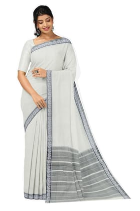 APCO Handloom (A Andhra Pradesh Govt Emporium)- Women's Traditional Pure Handloom Bandar/Polavaram Off White Cotton Saree | PBS0071