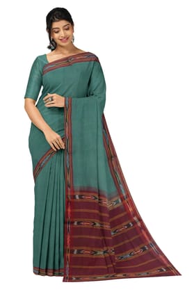 APCO Handloom (A Andhra Pradesh Govt Emporium)- Women's Traditional Pure Handloom Bandar/Polavaram Grey Cotton Saree | PBS0056