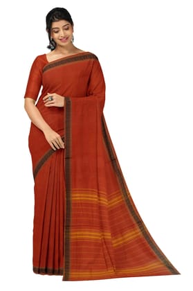 APCO Handloom (A Andhra Pradesh Govt Emporium)- Women's Traditional Pure Handloom Bandar/Polavaram Red Cotton Saree | PBS0051