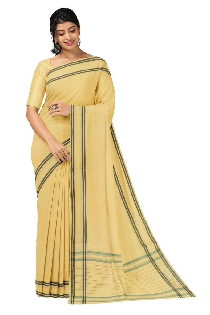 APCO Handloom (A Andhra Pradesh Govt Emporium)- Women's Traditional Pure Handloom Bandar/Polavaram Yellow Cotton Saree | PBS0048 - Sarees | Buy online on ZillyBuy