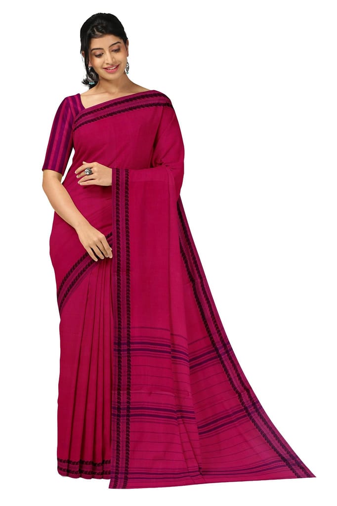 APCO Handloom (A Andhra Pradesh Govt Emporium)- Women's Traditional Pure Handloom Bandar/Polavaram Pink Cotton Saree | PBS0040 - Sarees | Buy online on ZillyBuy