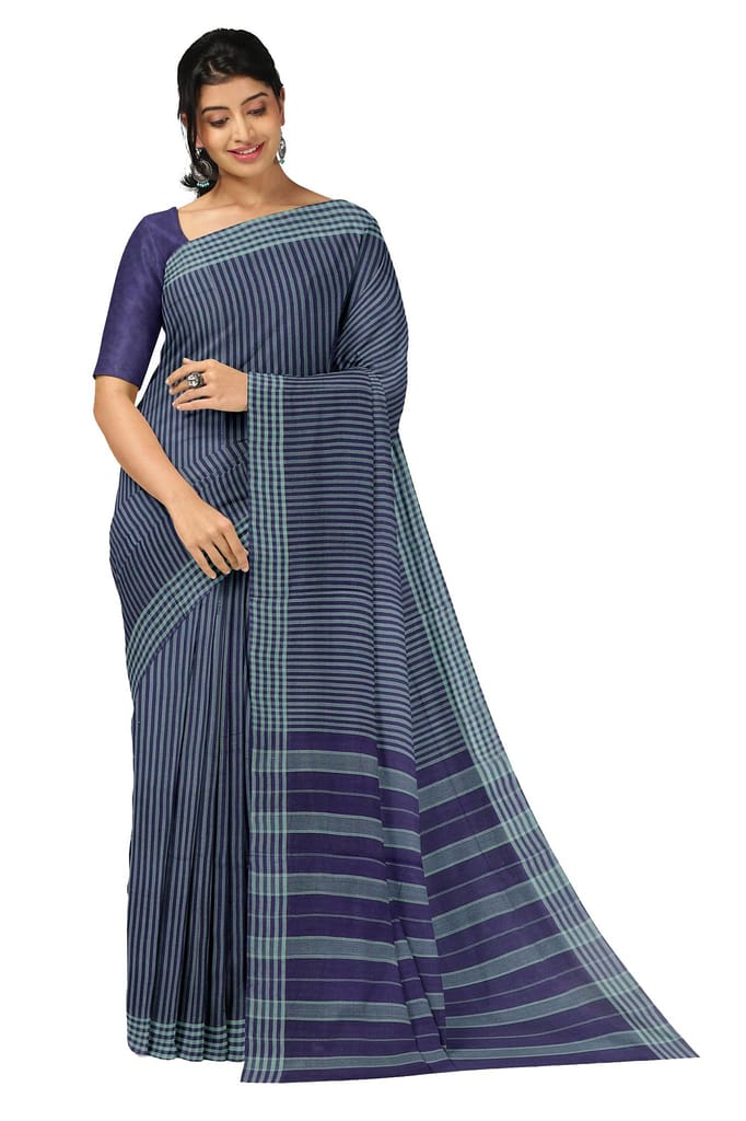 APCO Handloom (A Andhra Pradesh Govt Emporium)- Women's Traditional Pure Handloom Bandar/Polavaram Blue Cotton Saree | PBS0032 - Sarees | Buy online on ZillyBuy