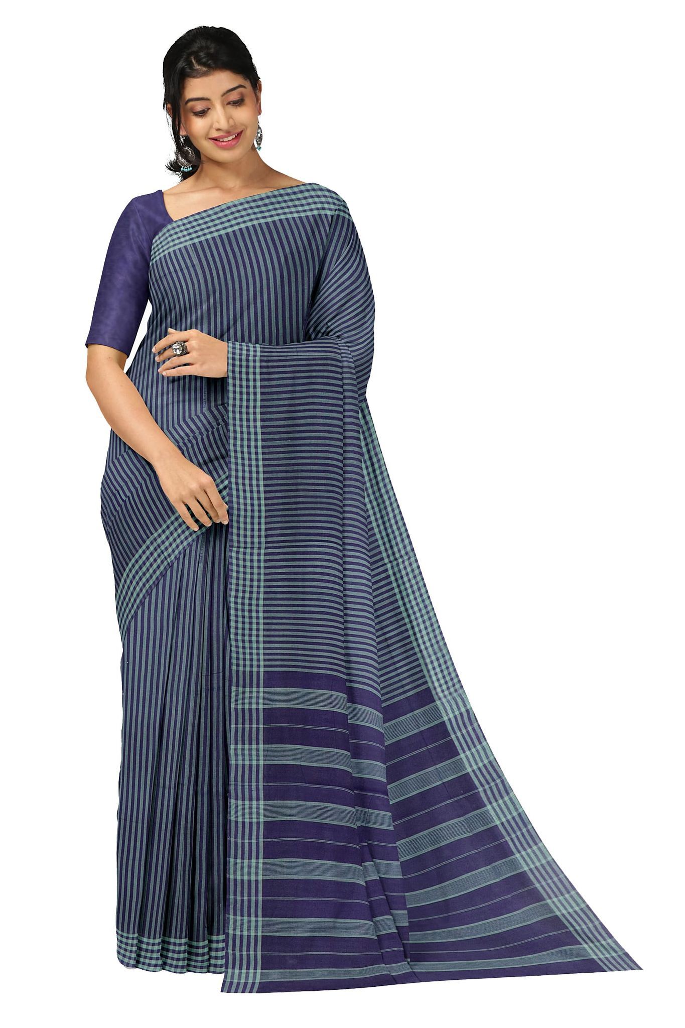 APCO Handloom (A Andhra Pradesh Govt Emporium)- Women's Traditional Pure Handloom Bandar/Polavaram Blue Cotton Saree | PBS0032