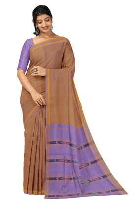 APCO Handloom (A Andhra Pradesh Govt Emporium)- Women's Traditional Pure Handloom Bandar/Polavaram Brown Saree Cotton Saree | PBS0012