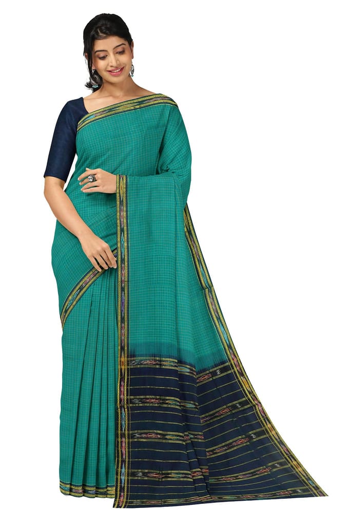 APCO Handloom (A Andhra Pradesh Govt Emporium)- Women's Traditional Pure Handloom Bandar/Polavaram Green Saree Cotton Saree | PBS0003 - Sarees | Buy online on ZillyBuy