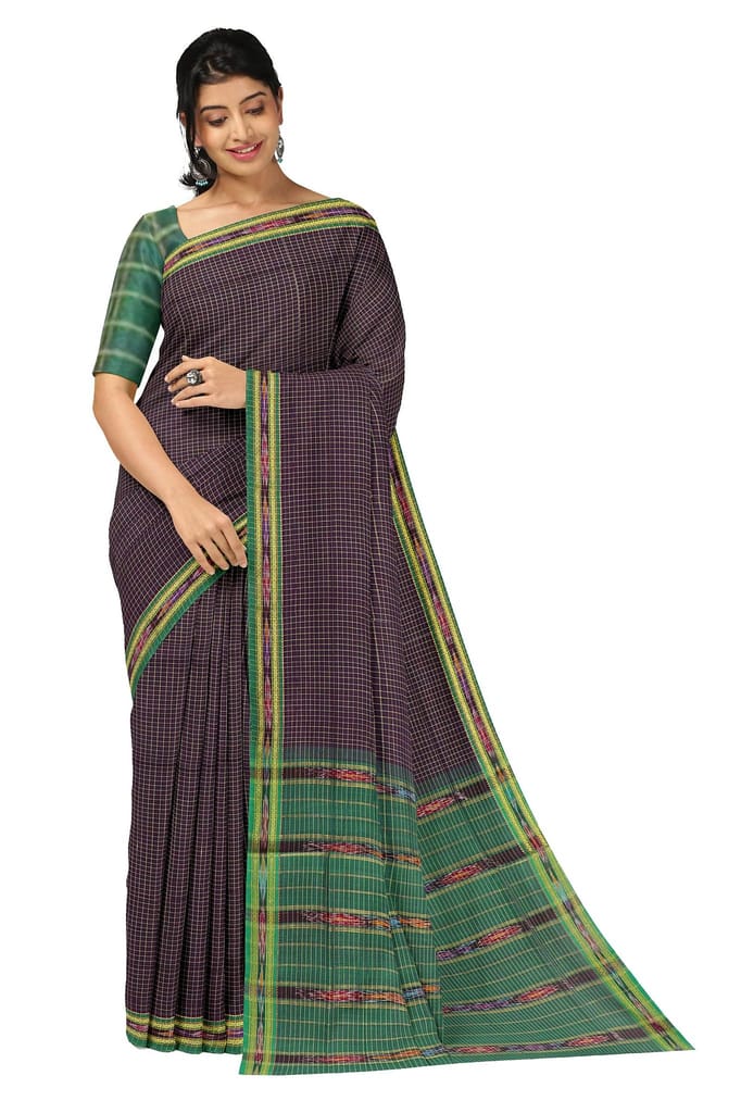 APCO Handloom (A Andhra Pradesh Govt Emporium)- Women's Traditional Pure Handloom Bandar/Polavaram Brown Cotton Saree | PBS0002 - Sarees | Buy online on ZillyBuy